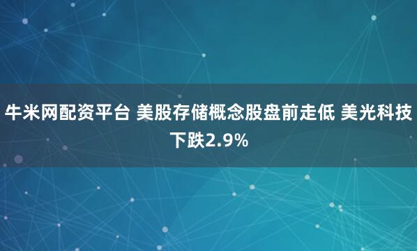 牛米网配资平台 美股存储概念股盘前走低 美光科技下跌2.9%
